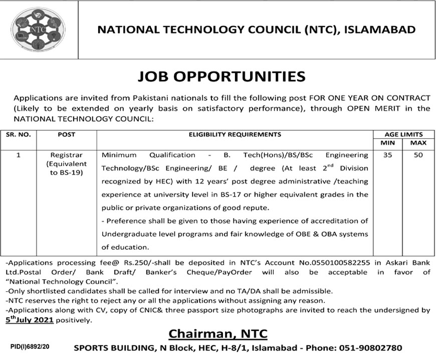 NTC Jobs June 2021